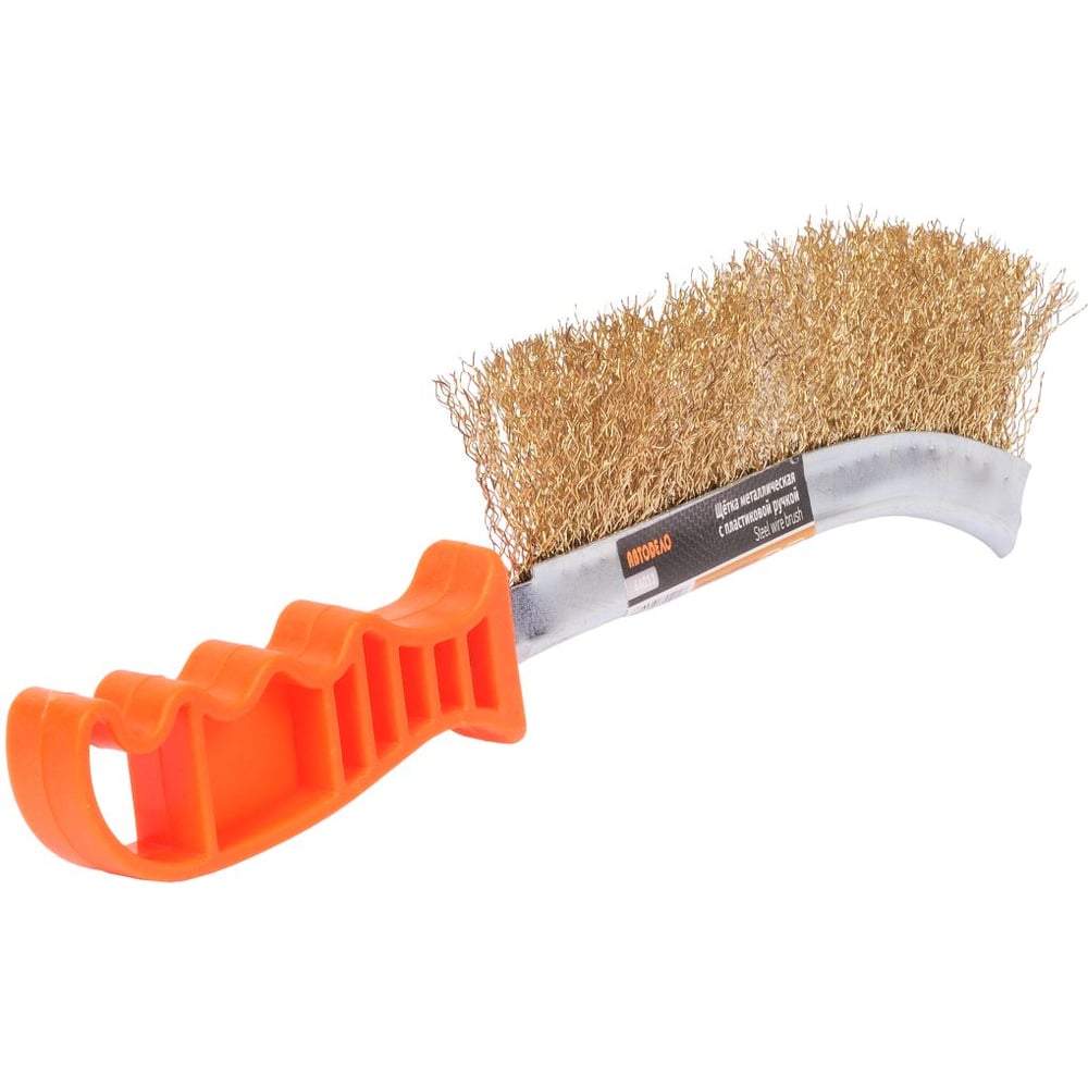 Щетка с металлическим ворсом прямая пластиковая ручка 44011